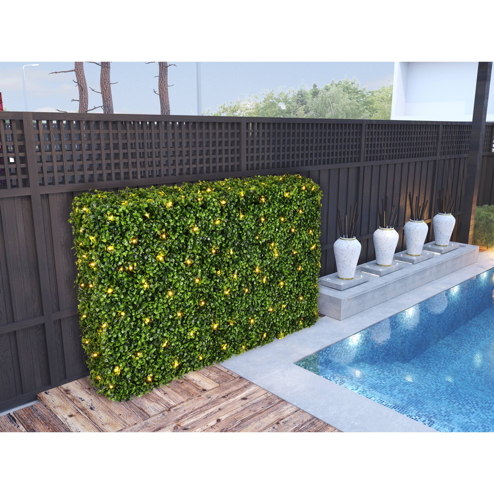 3ft. LED Artificial Green Boxwood Hedge